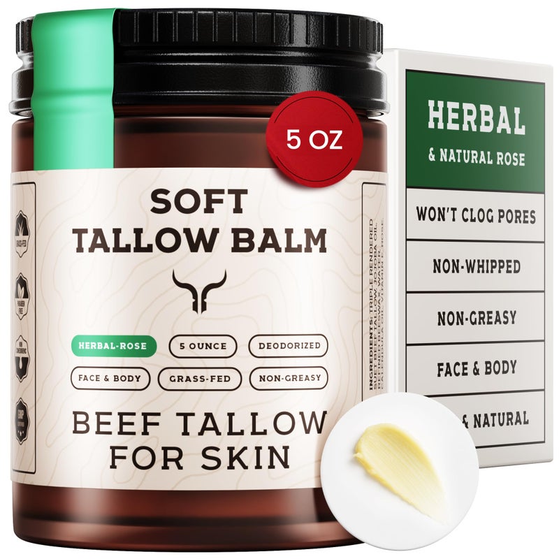 Beef Tallow for Skin  Tallow And Herbal Balm For Face  Tallow Face Moisturizer  Beef Tallow Moisturizer  Tallow Balm  Grass Fed Beef Tallow For Skin  Tallow Face Cream Lotion 50 HerbalRose